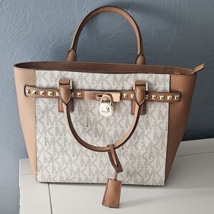 Michael Kors Brown and Cream Satchel
